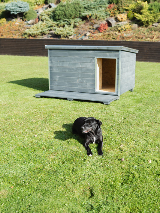 Buda dla psa ROCKY z tarasem - szara