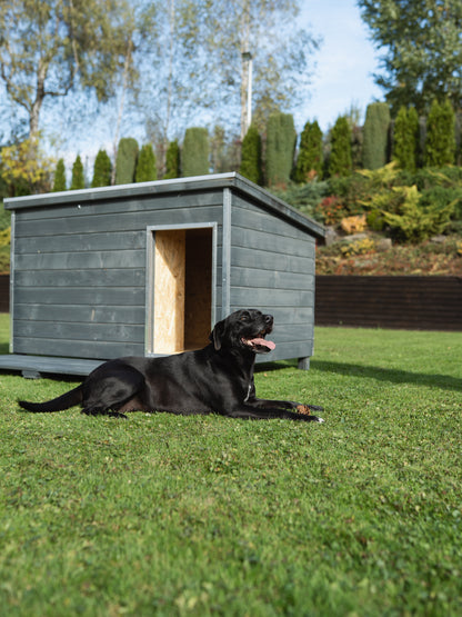 Buda dla psa ROCKY z tarasem - szara